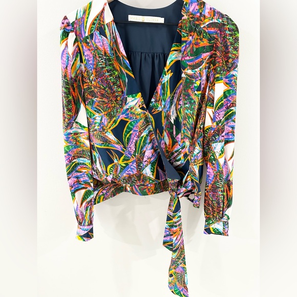 Marie Oliver Wrap Front Tie Silk Blouse Multicolor Size Small - Picture 3 of 5